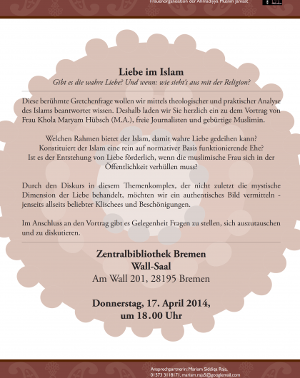Vortrag in Bremen: Liebe im Islam