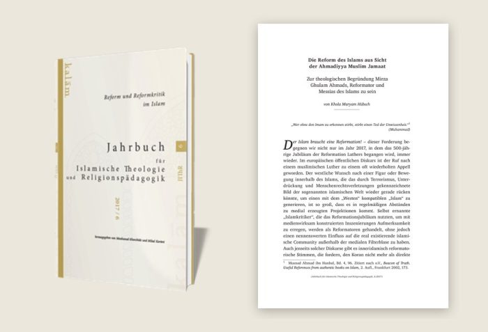 Cover des Jahrbuchs für Islamische Theologie und Religionspädagogik 6/2017 und erste Seite des Aufsatzes von Khola Maryam Hübsch